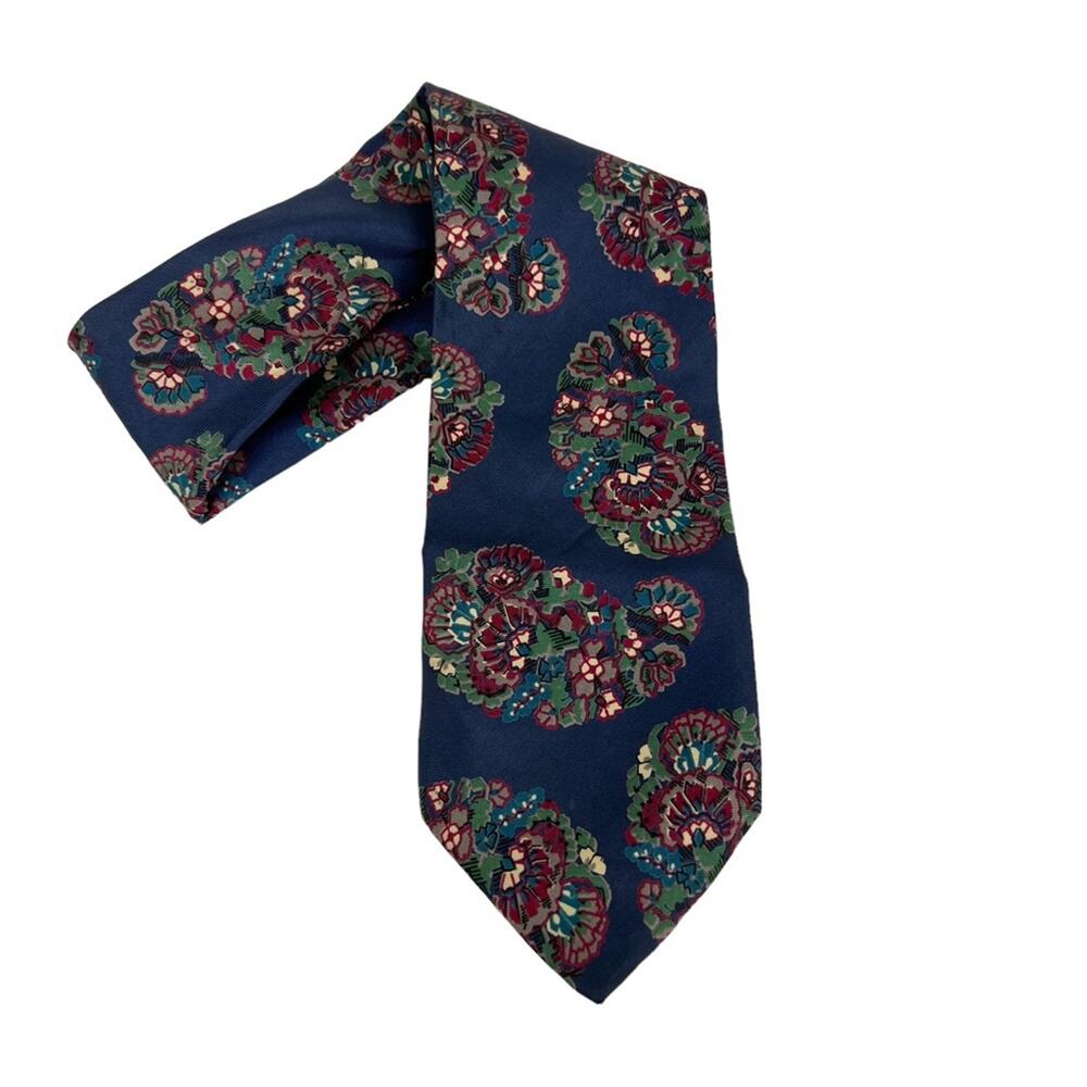 Vintage Christian Dior Monsieur Blue Floral Silk‎ Neck Tie